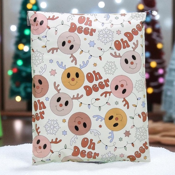 Reindeer Face Poly Mailers 12x15.5 Pack of 25 - Picture 2 of 7